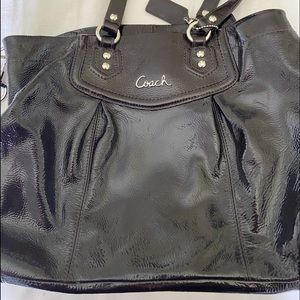 Authentic Coach Dark Brown patent leather handbag